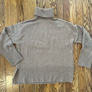 Jcrew Cashmere Turtleneck Cozy Oversized Sweater in Camel